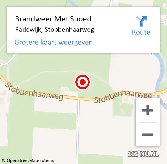 Locatie op kaart van de 112 melding: Brandweer Met Spoed Naar Radewijk, Stobbenhaarweg op 4 juni 2023 03:15