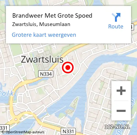 Locatie op kaart van de 112 melding: Brandweer Met Grote Spoed Naar Zwartsluis, Museumlaan op 4 juni 2023 03:22