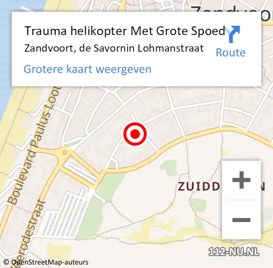 Locatie op kaart van de 112 melding: Trauma helikopter Met Grote Spoed Naar Zandvoort, de Savornin Lohmanstraat op 4 juni 2023 04:00