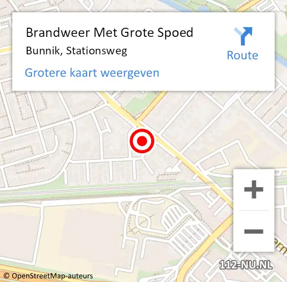 Locatie op kaart van de 112 melding: Brandweer Met Grote Spoed Naar Bunnik, Stationsweg op 4 juni 2023 04:20