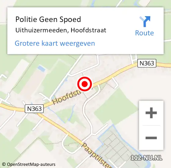 Locatie op kaart van de 112 melding: Politie Geen Spoed Naar Uithuizermeeden, Hoofdstraat op 4 juni 2023 04:22