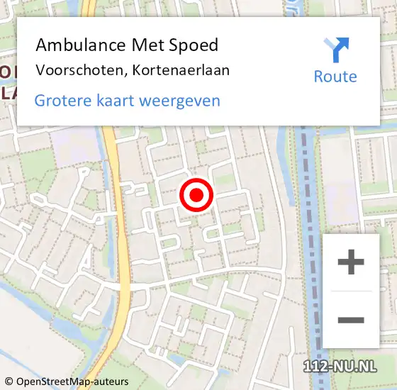 Locatie op kaart van de 112 melding: Ambulance Met Spoed Naar Voorschoten, Kortenaerlaan op 4 juni 2023 04:26