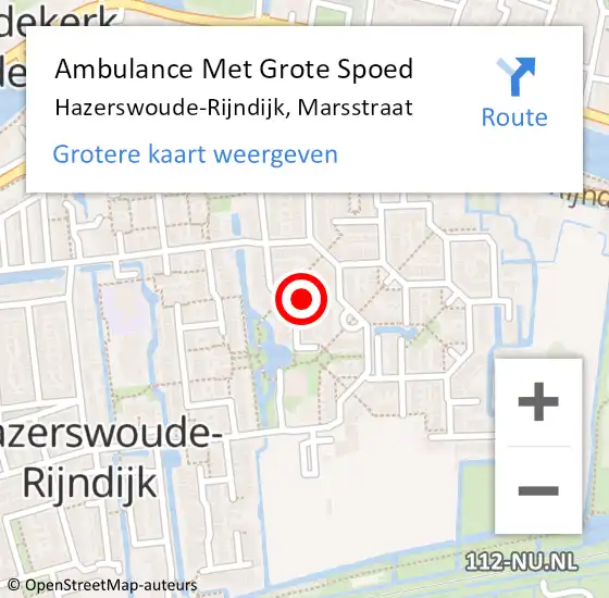 Locatie op kaart van de 112 melding: Ambulance Met Grote Spoed Naar Hazerswoude-Rijndijk, Marsstraat op 4 juni 2023 04:36