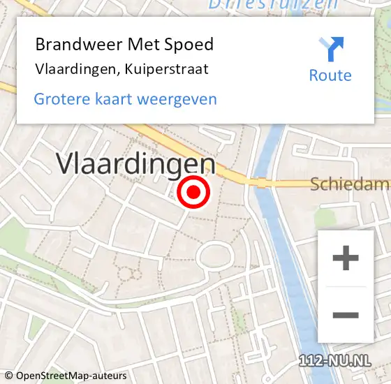 Locatie op kaart van de 112 melding: Brandweer Met Spoed Naar Vlaardingen, Kuiperstraat op 4 juni 2023 04:51