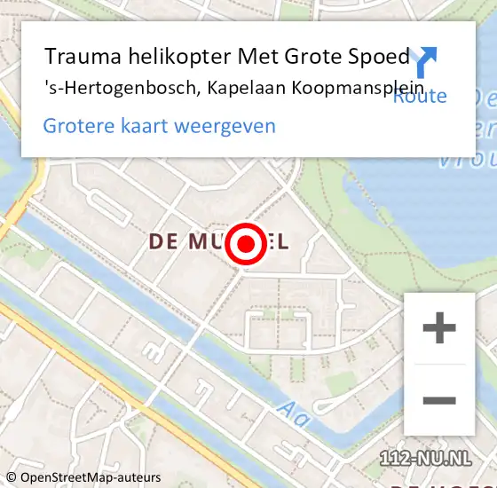 Locatie op kaart van de 112 melding: Trauma helikopter Met Grote Spoed Naar 's-Hertogenbosch, Kapelaan Koopmansplein op 4 juni 2023 05:15