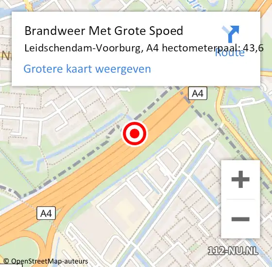 Locatie op kaart van de 112 melding: Brandweer Met Grote Spoed Naar Leidschendam-Voorburg, A4 hectometerpaal: 43,6 op 4 juni 2023 05:29