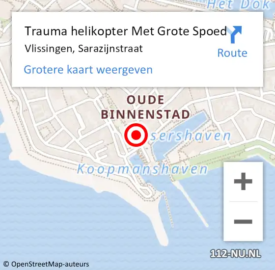 Locatie op kaart van de 112 melding: Trauma helikopter Met Grote Spoed Naar Vlissingen, Sarazijnstraat op 4 juni 2023 06:52