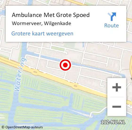 Locatie op kaart van de 112 melding: Ambulance Met Grote Spoed Naar Wormerveer, Wilgenkade op 4 juni 2023 06:52