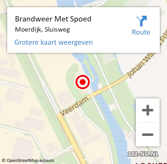 Locatie op kaart van de 112 melding: Brandweer Met Spoed Naar Moerdijk, Sluisweg op 4 juni 2023 07:05