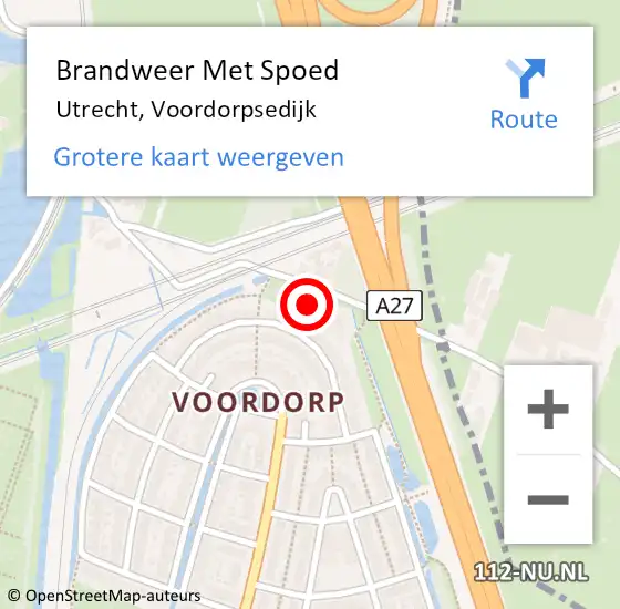 Locatie op kaart van de 112 melding: Brandweer Met Spoed Naar Utrecht, Voordorpsedijk op 4 juni 2023 09:02