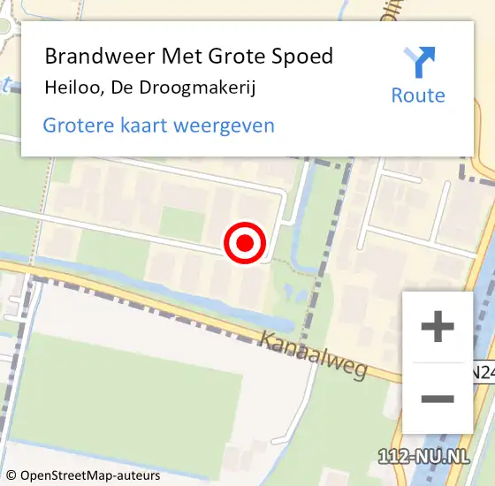 Locatie op kaart van de 112 melding: Brandweer Met Grote Spoed Naar Heiloo, De Droogmakerij op 4 juni 2023 09:18