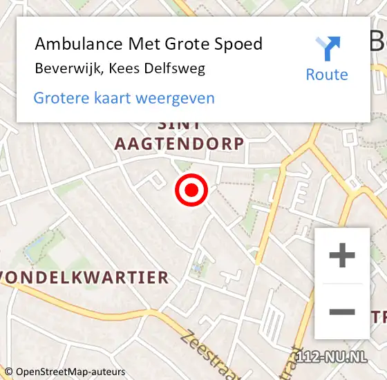 Locatie op kaart van de 112 melding: Ambulance Met Grote Spoed Naar Beverwijk, Kees Delfsweg op 4 juni 2023 09:40