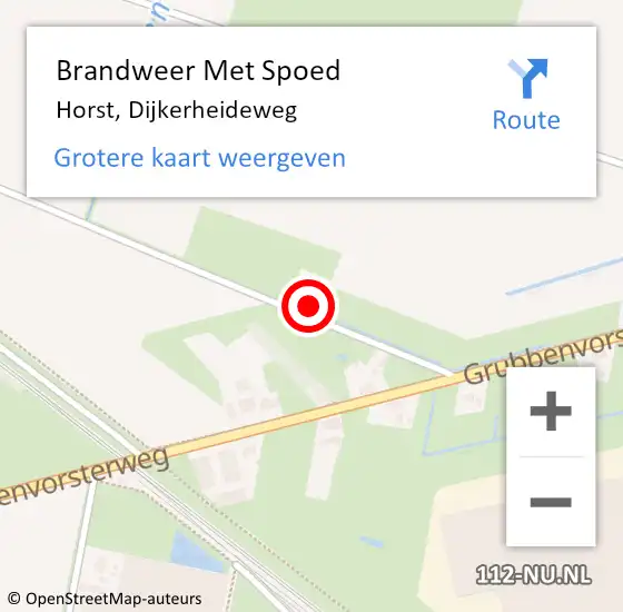 Locatie op kaart van de 112 melding: Brandweer Met Spoed Naar Horst, Dijkerheideweg op 4 juni 2023 10:16