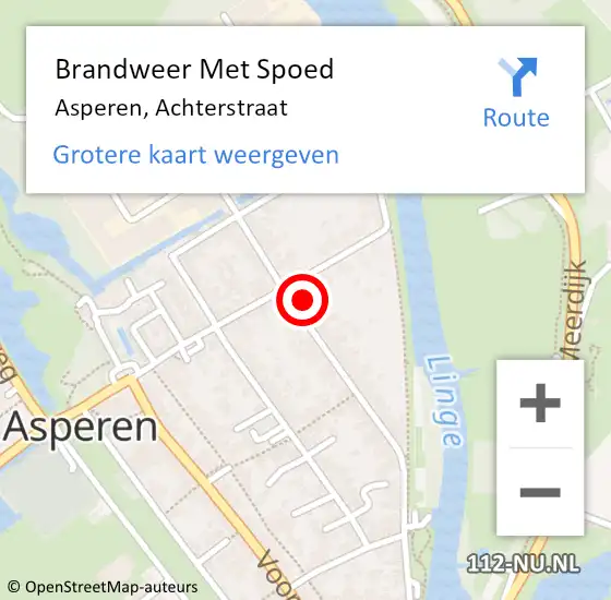 Locatie op kaart van de 112 melding: Brandweer Met Spoed Naar Asperen, Achterstraat op 4 juni 2023 10:26