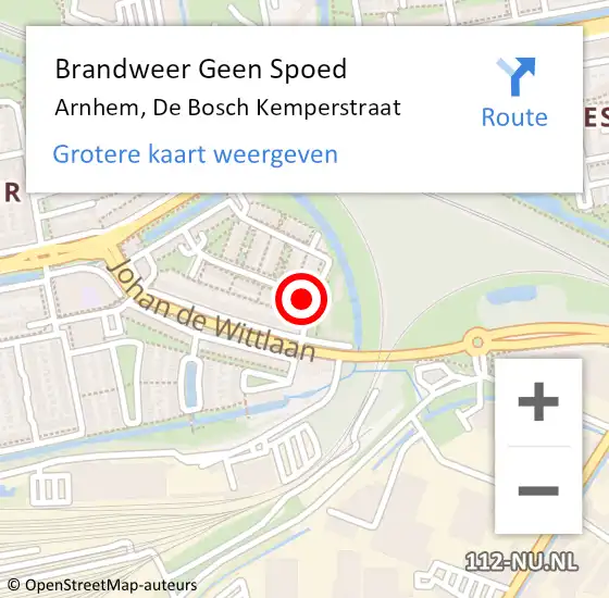 Locatie op kaart van de 112 melding: Brandweer Geen Spoed Naar Arnhem, De Bosch Kemperstraat op 4 juni 2023 10:42