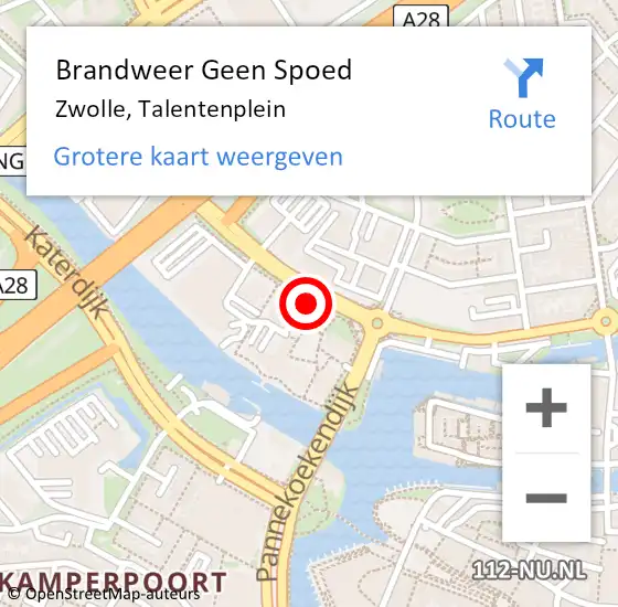 Locatie op kaart van de 112 melding: Brandweer Geen Spoed Naar Zwolle, Talentenplein op 4 juni 2023 11:08