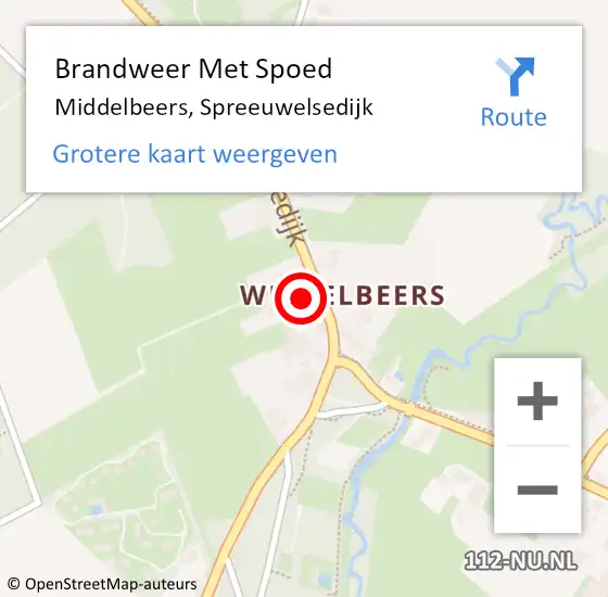 Locatie op kaart van de 112 melding: Brandweer Met Spoed Naar Middelbeers, Spreeuwelsedijk op 4 juni 2023 11:23