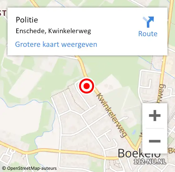 Locatie op kaart van de 112 melding: Politie Enschede, Kwinkelerweg op 4 juni 2023 11:23