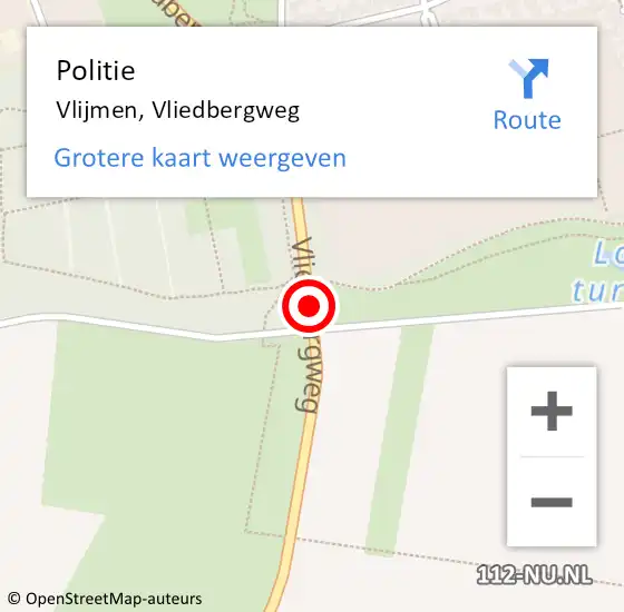 Locatie op kaart van de 112 melding: Politie Vlijmen, Vliedbergweg op 27 augustus 2014 18:23