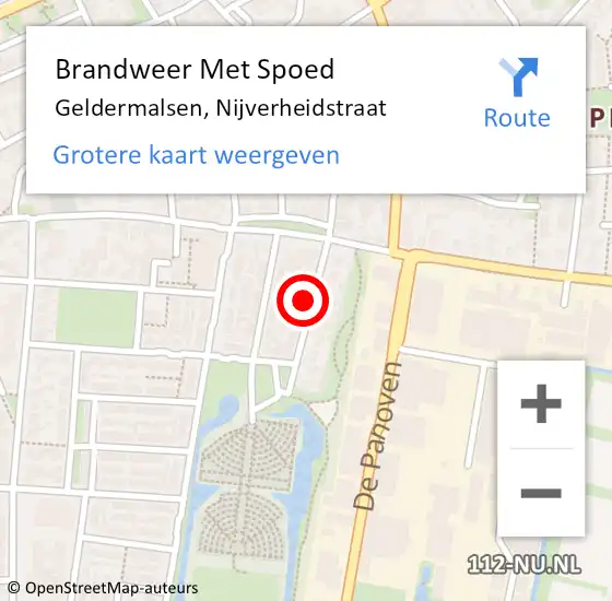 Locatie op kaart van de 112 melding: Brandweer Met Spoed Naar Geldermalsen, Nijverheidstraat op 4 juni 2023 11:45