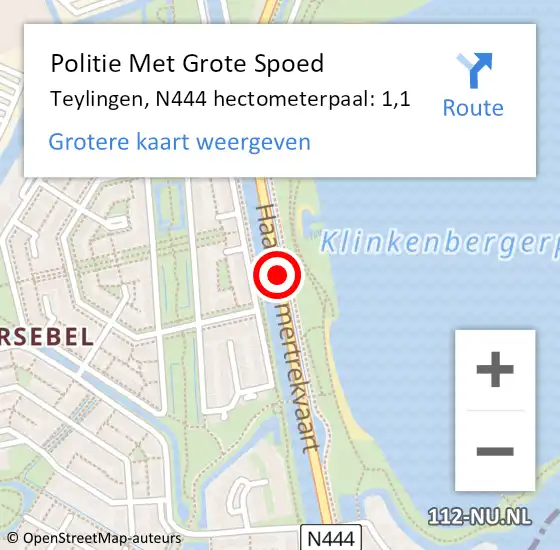 Locatie op kaart van de 112 melding: Politie Met Grote Spoed Naar Teylingen, N444 hectometerpaal: 1,1 op 4 juni 2023 12:16