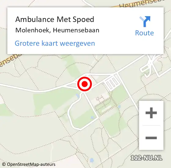 Locatie op kaart van de 112 melding: Ambulance Met Spoed Naar Molenhoek, Heumensebaan op 27 augustus 2014 18:32