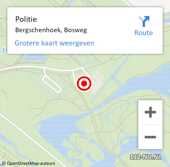 Locatie op kaart van de 112 melding: Politie Bergschenhoek, Bosweg op 4 juni 2023 12:51