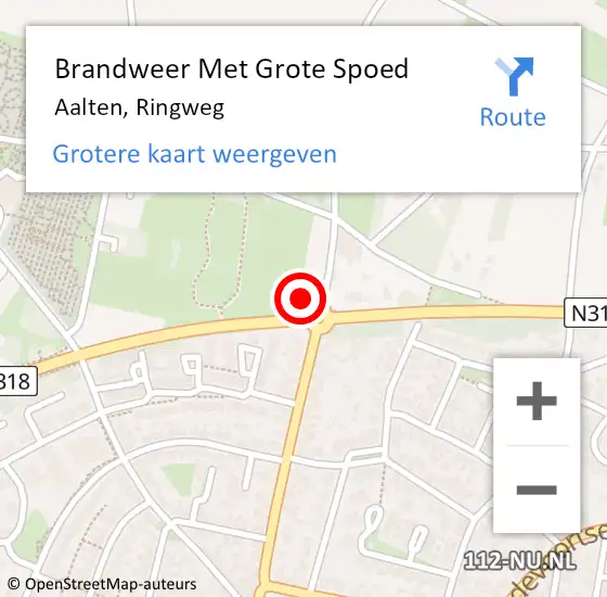 Locatie op kaart van de 112 melding: Brandweer Met Grote Spoed Naar Aalten, Ringweg op 4 juni 2023 13:01