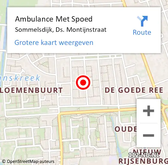 Locatie op kaart van de 112 melding: Ambulance Met Spoed Naar Sommelsdijk, Ds. Montijnstraat op 4 juni 2023 13:31