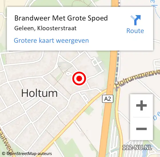 Locatie op kaart van de 112 melding: Brandweer Met Grote Spoed Naar Geleen, Kloosterstraat op 4 juni 2023 13:39