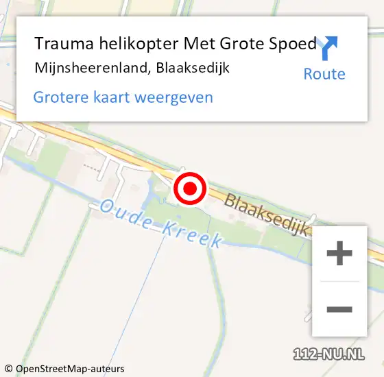 Locatie op kaart van de 112 melding: Trauma helikopter Met Grote Spoed Naar Mijnsheerenland, Blaaksedijk op 4 juni 2023 13:40