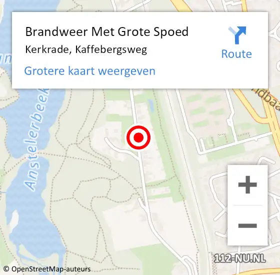 Locatie op kaart van de 112 melding: Brandweer Met Grote Spoed Naar Kerkrade, Kaffebergsweg op 4 juni 2023 14:01