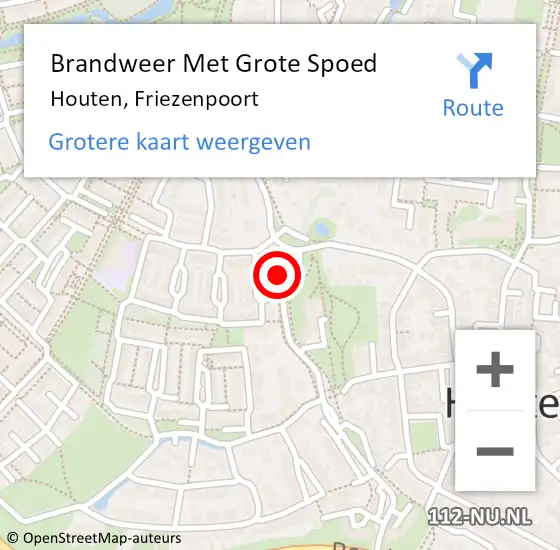 Locatie op kaart van de 112 melding: Brandweer Met Grote Spoed Naar Houten, Friezenpoort op 4 juni 2023 14:04