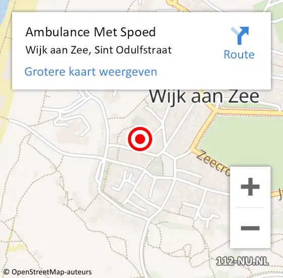 Locatie op kaart van de 112 melding: Ambulance Met Spoed Naar Wijk aan Zee, Sint Odulfstraat op 4 juni 2023 14:06