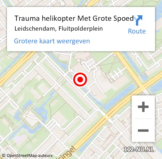 Locatie op kaart van de 112 melding: Trauma helikopter Met Grote Spoed Naar Leidschendam, Fluitpolderplein op 4 juni 2023 14:07