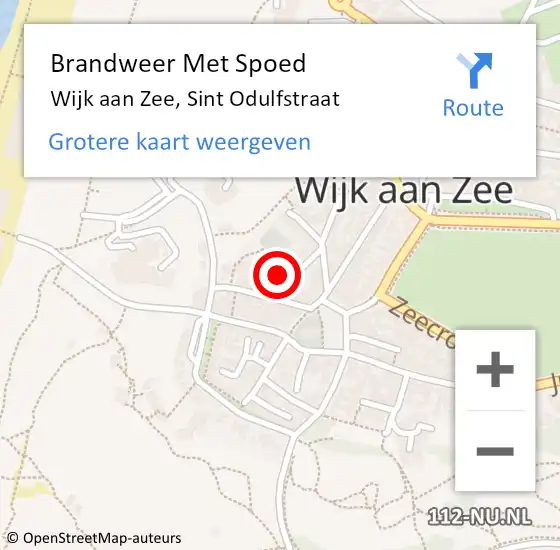 Locatie op kaart van de 112 melding: Brandweer Met Spoed Naar Wijk aan Zee, Sint Odulfstraat op 4 juni 2023 14:22