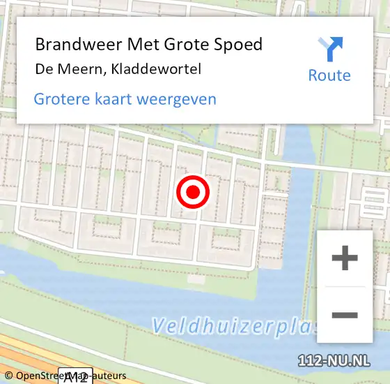 Locatie op kaart van de 112 melding: Brandweer Met Grote Spoed Naar De Meern, Kladdewortel op 4 juni 2023 14:51