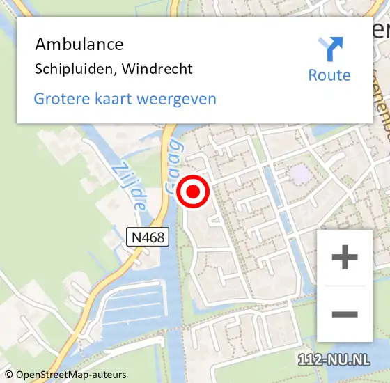 Locatie op kaart van de 112 melding: Ambulance Schipluiden, Windrecht op 9 september 2013 12:18