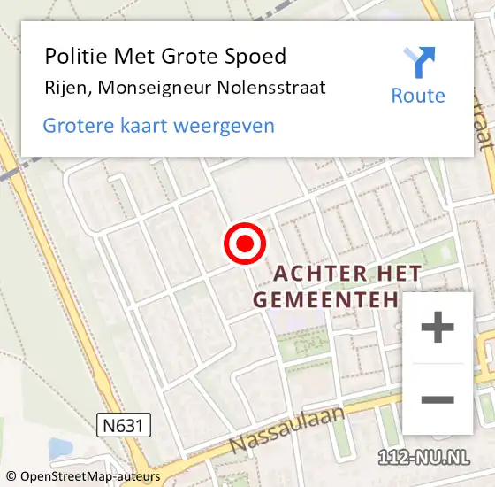 Locatie op kaart van de 112 melding: Politie Met Grote Spoed Naar Rijen, Monseigneur Nolensstraat op 4 juni 2023 15:03