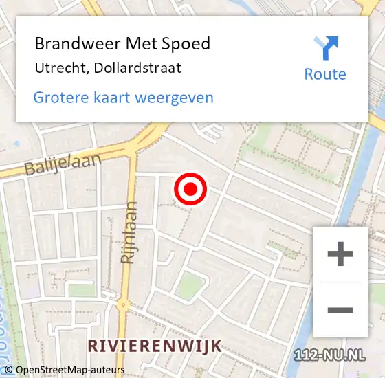 Locatie op kaart van de 112 melding: Brandweer Met Spoed Naar Utrecht, Dollardstraat op 4 juni 2023 15:18