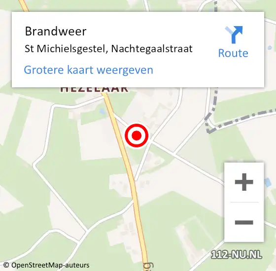 Locatie op kaart van de 112 melding: Brandweer St Michielsgestel, Nachtegaalstraat op 27 augustus 2014 18:51