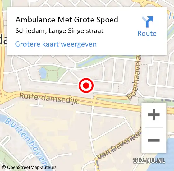 Locatie op kaart van de 112 melding: Ambulance Met Grote Spoed Naar Schiedam, Lange Singelstraat op 4 juni 2023 15:32