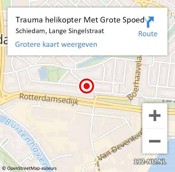 Locatie op kaart van de 112 melding: Trauma helikopter Met Grote Spoed Naar Schiedam, Lange Singelstraat op 4 juni 2023 15:34