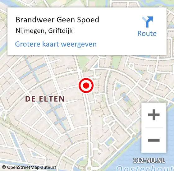 Locatie op kaart van de 112 melding: Brandweer Geen Spoed Naar Nijmegen, Griftdijk op 4 juni 2023 15:44
