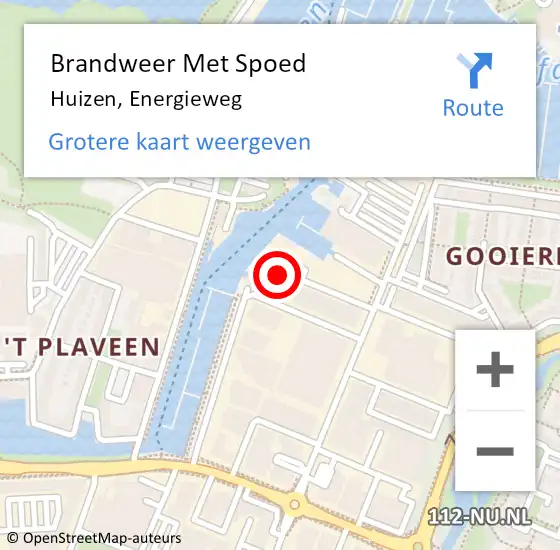 Locatie op kaart van de 112 melding: Brandweer Met Spoed Naar Huizen, Energieweg op 4 juni 2023 15:59