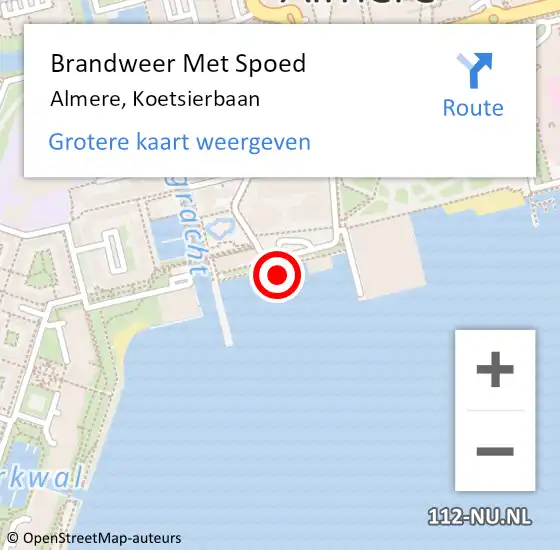 Locatie op kaart van de 112 melding: Brandweer Met Spoed Naar Almere, Koetsierbaan op 4 juni 2023 16:10