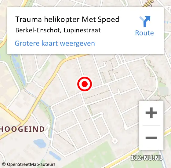 Locatie op kaart van de 112 melding: Trauma helikopter Met Spoed Naar Berkel-Enschot, Lupinestraat op 4 juni 2023 16:13
