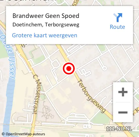 Locatie op kaart van de 112 melding: Brandweer Geen Spoed Naar Doetinchem, Terborgseweg op 4 juni 2023 16:15