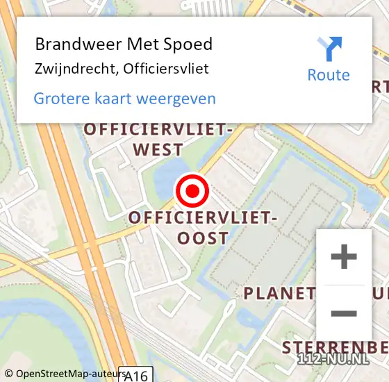 Locatie op kaart van de 112 melding: Brandweer Met Spoed Naar Zwijndrecht, Officiersvliet op 4 juni 2023 16:38