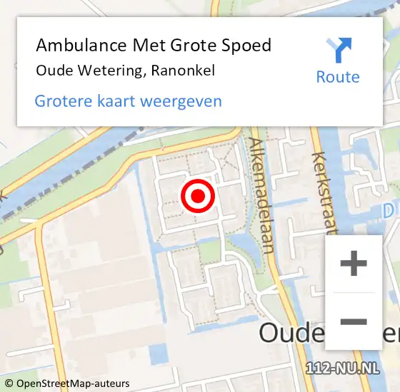 Locatie op kaart van de 112 melding: Ambulance Met Grote Spoed Naar Oude Wetering, Ranonkel op 4 juni 2023 16:45